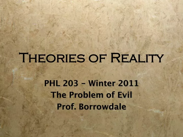 theories of reality