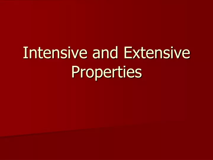 intensive and extensive properties