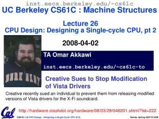 TA Omar Akkawi inst.eecs.berkeley/~cs61c-to