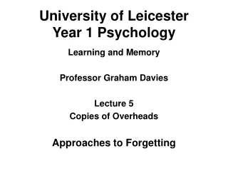 University of Leicester Year 1 Psychology