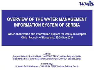 OVERVIEW OF THE WATER MANAGEMENT INFORMATION SYSTEM OF SERBIA