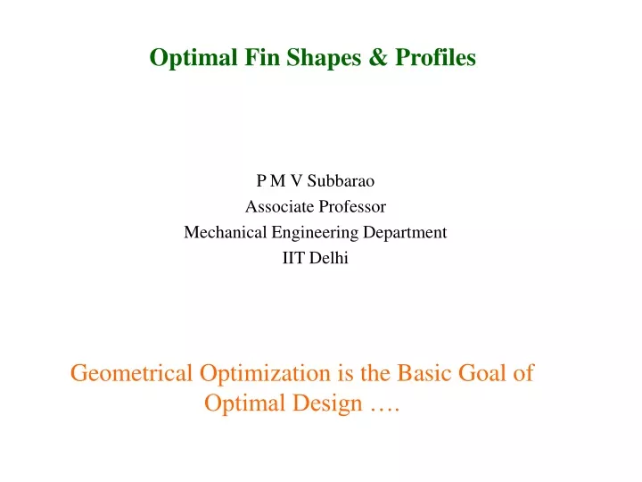 optimal fin shapes profiles