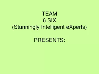 TEAM  6 SIX  (Stunningly Intelligent eXperts) PRESENTS: