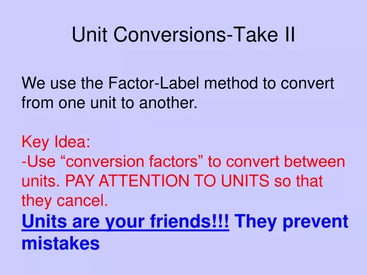 unit conversions take ii