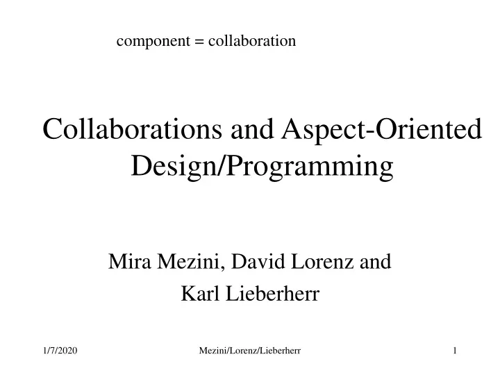 collaborations and aspect oriented design programming
