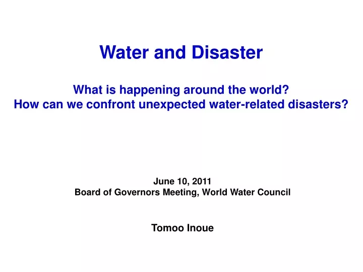 water and disaster what is happening around