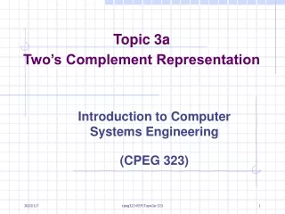Topic 3a Two’s Complement Representation