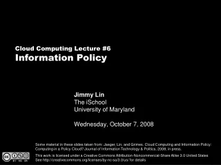 Jimmy Lin The iSchool University of Maryland Wednesday, October 7, 2008