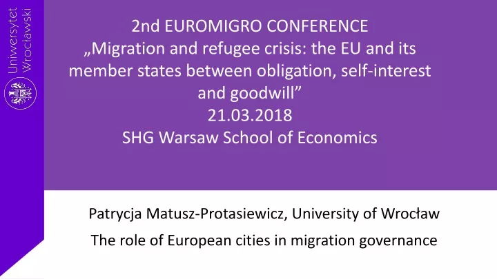 2nd euromigro conference migration and refugee