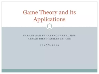 Game Theory and its Applications