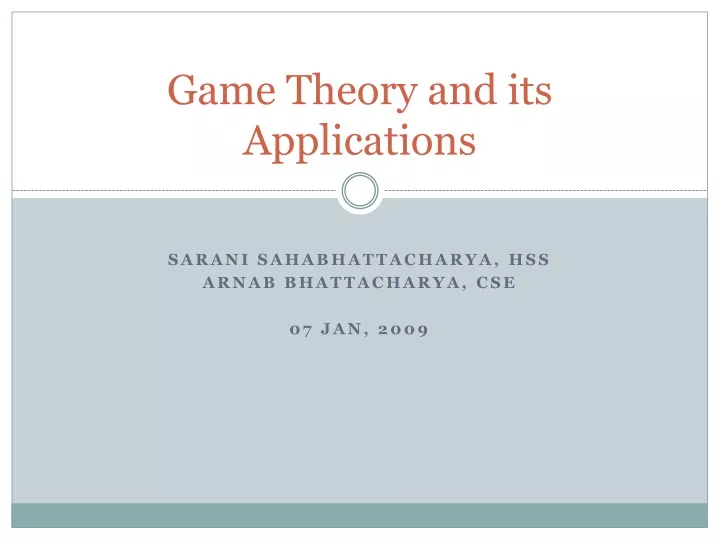 game theory and its applications