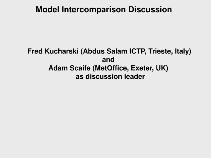 model intercomparison discussion