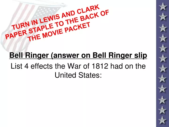 bell ringer answer on bell ringer slip list 4 effects the war of 1812 had on the united states