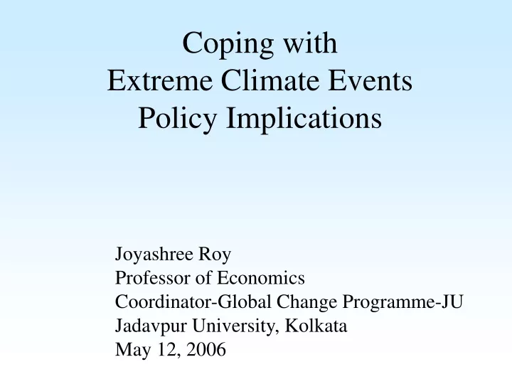 coping with extreme climate events policy implications