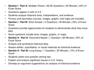 Section I - Part A:  Multiple Choice | 50-55 Questions | 55 Minutes | 40% of Exam Score