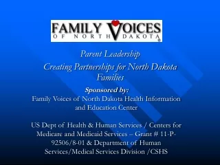 Parent Leadership  Creating Partnerships for North Dakota Families