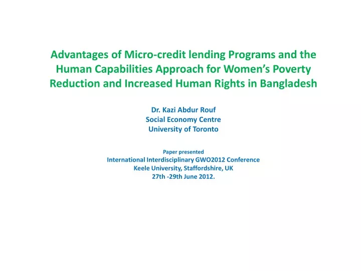 advantages of micro credit lending programs