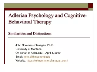 Adlerian  Psychology  and  Cognitive-Behavioral Therapy Similarities  and Distinctions