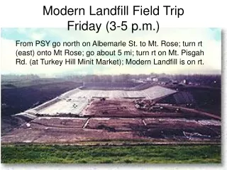 Modern Landfill Field Trip Friday (3-5 p.m.)