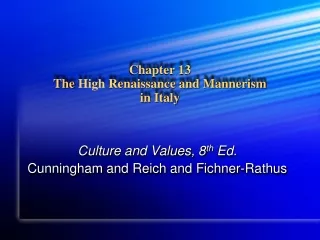Chapter 13 The  High  Renaissance and Mannerism in Italy