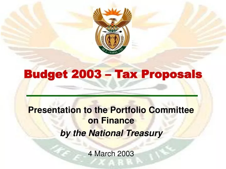 budget 2003 tax proposals