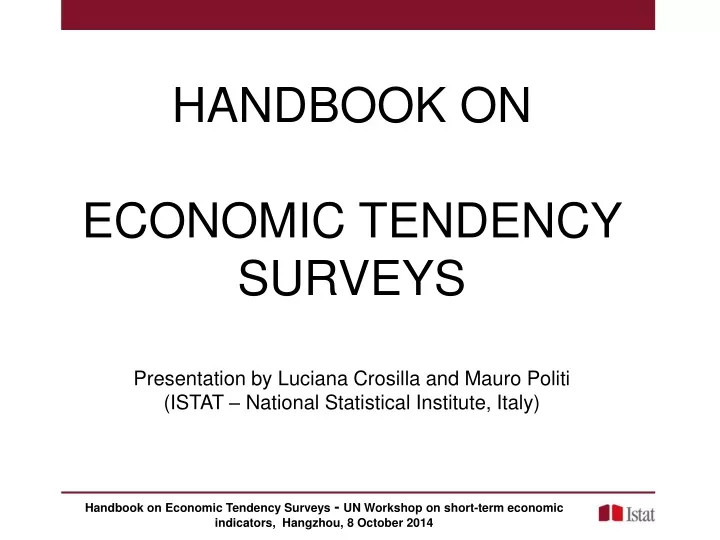 handbook on economic tendency surveys