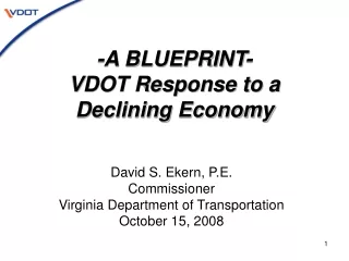 -A BLUEPRINT- VDOT Response to a Declining Economy