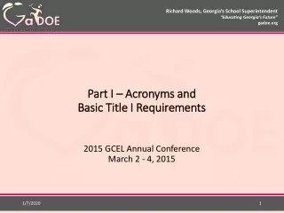 Part I – Acronyms and  Basic Title I Requirements