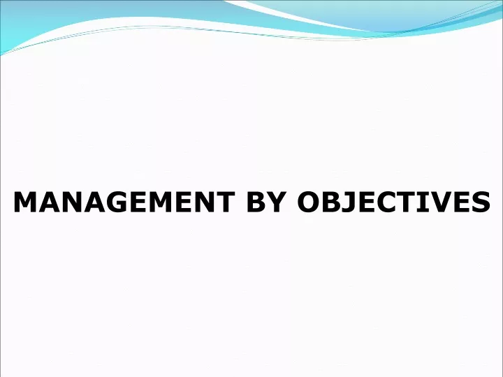 management by objectives