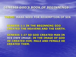 GENESIS GOD’S BOOK OF BEGINNINGS