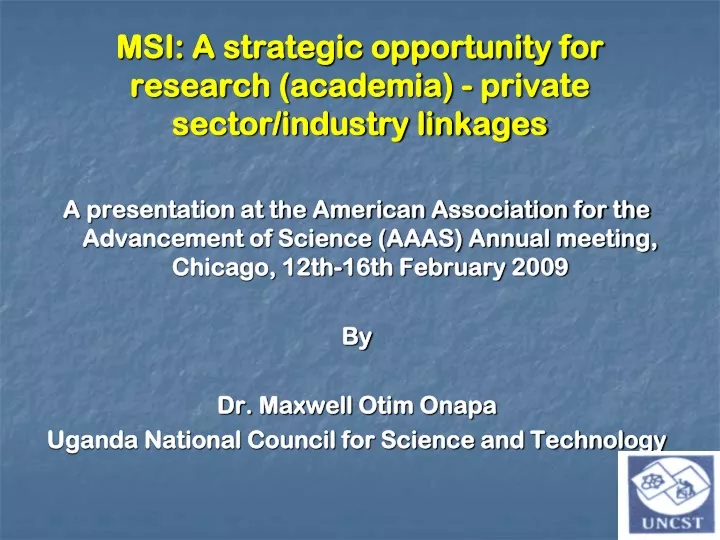 msi a strategic opportunity for research academia private sector industry linkages