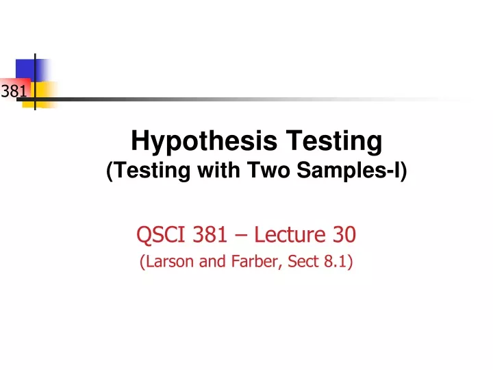 hypothesis testing testing with two samples i