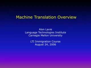 Machine Translation Overview