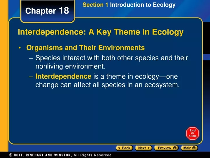 interdependence a key theme in ecology