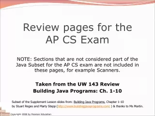 Review pages for the AP CS Exam