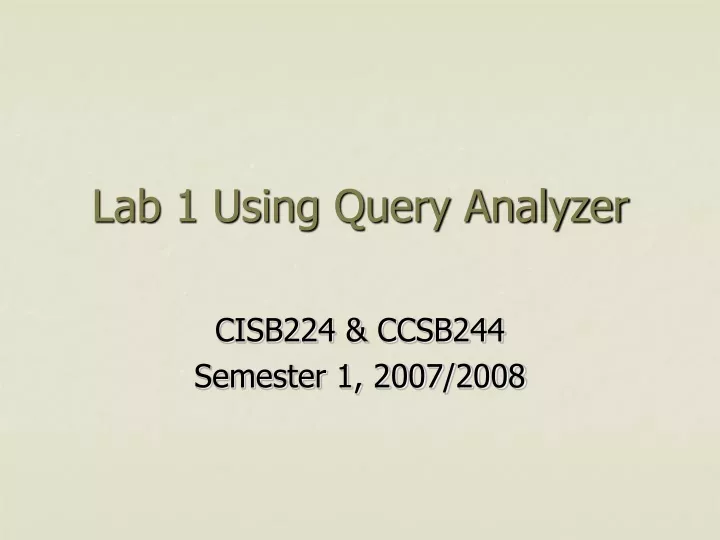 lab 1 using query analyzer