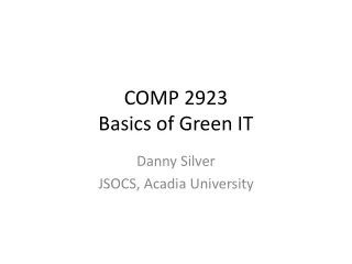 COMP 2923 Basics of Green IT