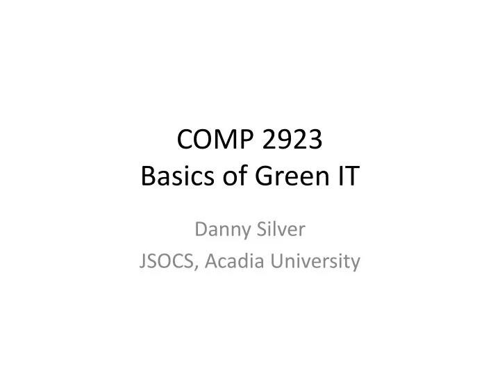 comp 2923 basics of green it