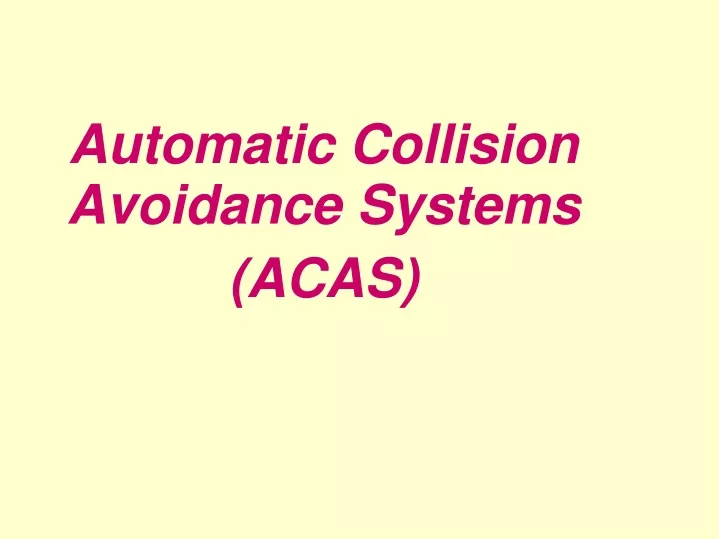 automatic collision avoidance systems acas