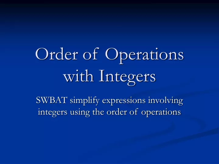 order of operations with integers