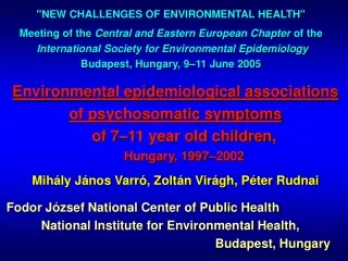 Environmental epidemiological associations of psychosomatic symptoms of 7–11 year old children,