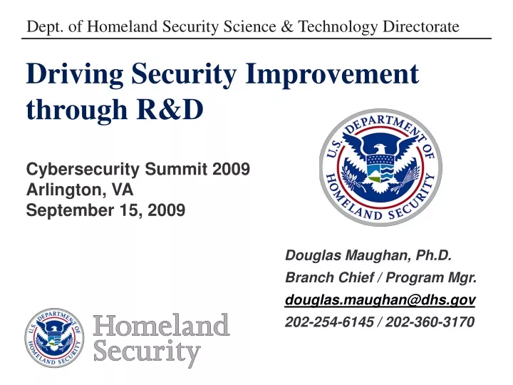 dept of homeland security science technology