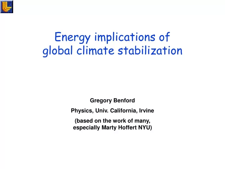 energy implications of global climate stabilization