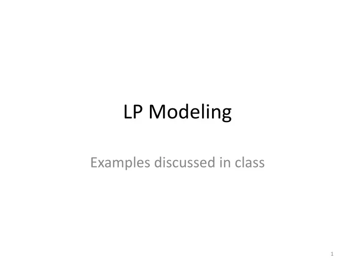 lp modeling