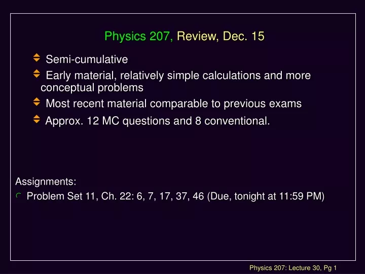 physics 207 review dec 15