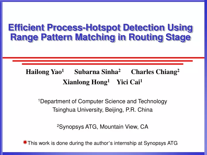 efficient process hotspot detection using range pattern matching in routing stage