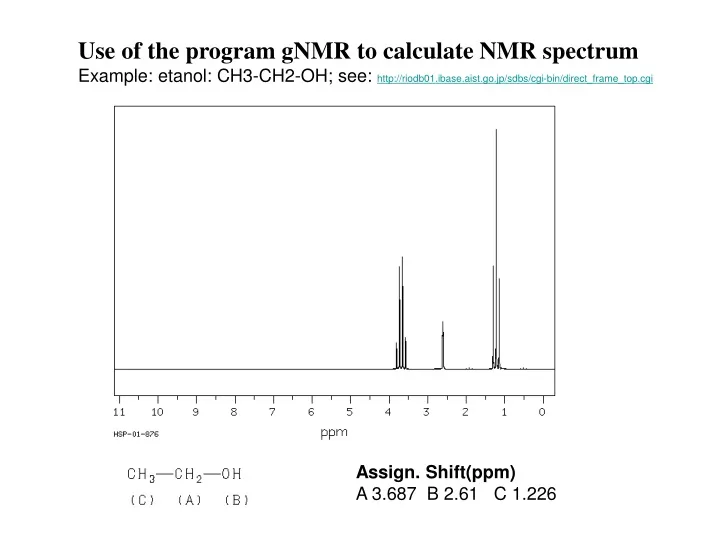 use of the program gnmr to calculate nmr spectrum