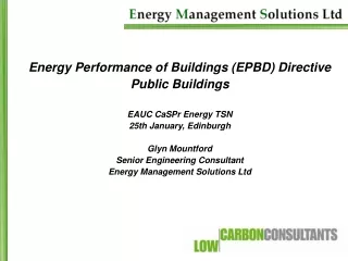 Energy Performance of Buildings (EPBD) Directive Public Buildings EAUC CaSPr Energy TSN
