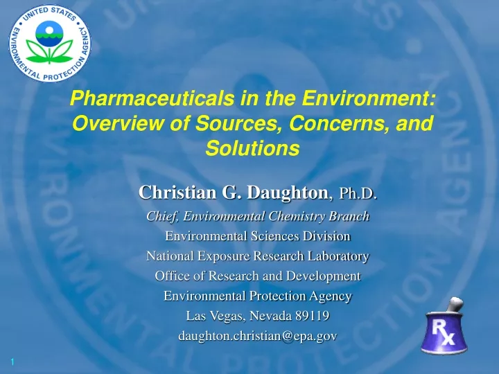 pharmaceuticals in the environment overview