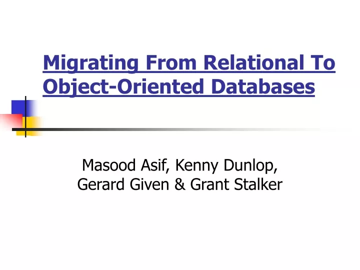 migrating from relational to object oriented databases